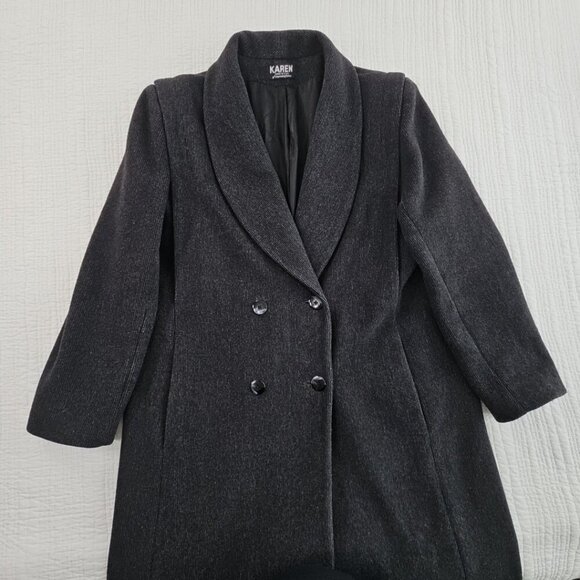 Vintage Karen Wool Cashmere Women's L Black Heavyweight Lined Coat USA Made EUC - Picture 4 of 16